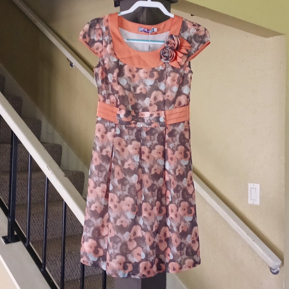 Svienlen Orange Floral Mini-Dress Women's Medium NWT